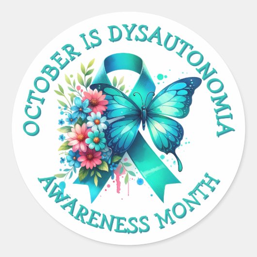 Oktober is de maand van het Dysautonomia bewustzij Ronde Sticker (Voorkant)