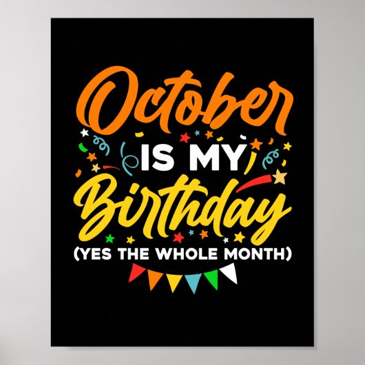 Oktober is mijn verjaardag de hele maand oktober poster (Voorkant)