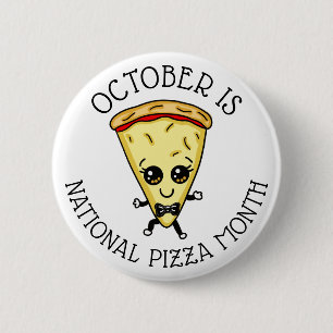 Oktober is Nationale Pizza Month  Ronde Button 5,7 Cm