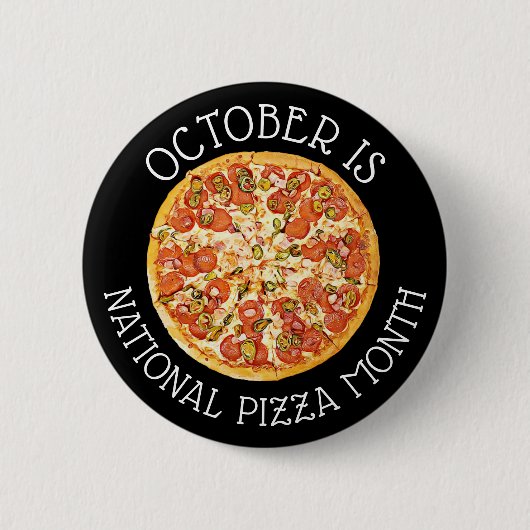 Oktober is Nationale Pizza Month Ronde Button 5,7 Cm (Voorkant)