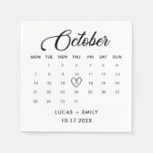 Oktober Kalender Donker Zwart Bruiloft Servet (Voorkant)