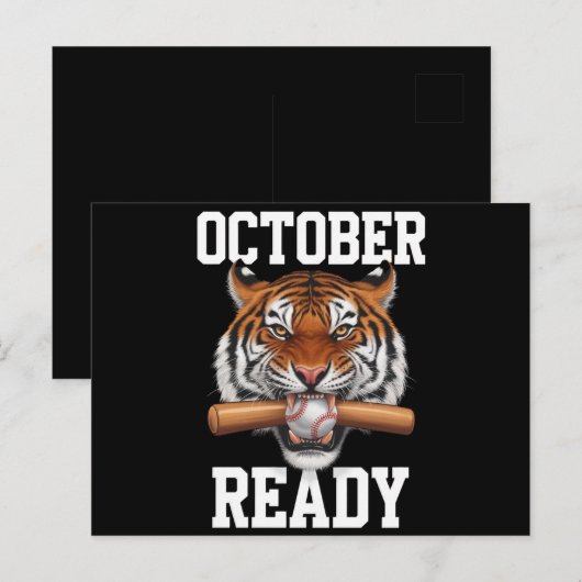 Oktober klaar voor Ready Tiger Baseball 2024 Briefkaart (Voorkant / Achterkant)