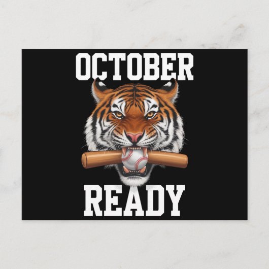 Oktober klaar voor Ready Tiger Baseball 2024 Briefkaart (Voorkant)
