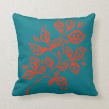 Oktober laat Drow Cushion - Oranje & Blauwgroen