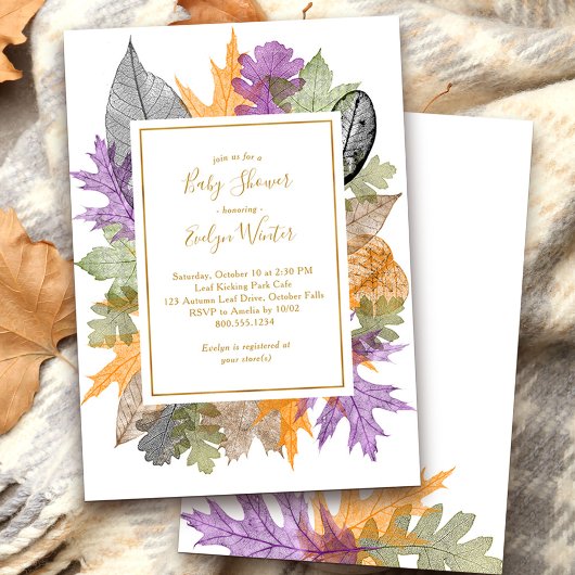 Oktober laat kleurrijke bladeren Herfst Baby showe Kaart