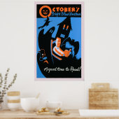Oktober Leest de Bibliotheek Halloween WPA Poster (Keuken)