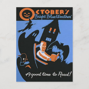 Oktober Leeszal Halloween Poster Briefkaart