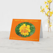 Oktober, Maand, Bloemspecifieke Gelukkige Verjaard Kaart (Gele Bloem)