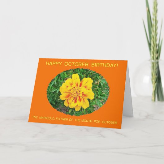 Oktober, Maand, Bloemspecifieke Gelukkige Verjaard Kaart (Voorkant)