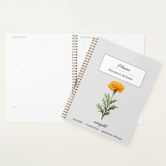 OKTOBER MARIGOLD GEBOORTEBLOEM GEPERSONALISEERD PLANNER (Display)