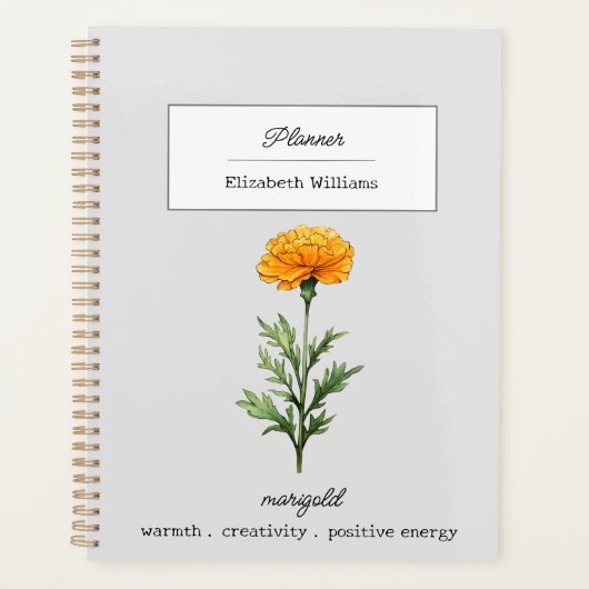 OKTOBER MARIGOLD GEBOORTEBLOEM GEPERSONALISEERD PLANNER (Voorkant)