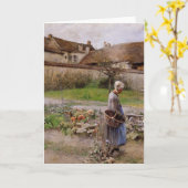 Oktober met Vrouw in Hare Garden Kaart (Gele Bloem)