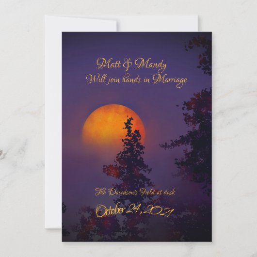Oktober Moon Wedding Uitnodiging (Voorkant)