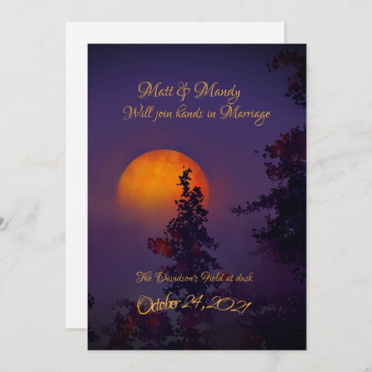 Oktober Moon Wedding Uitnodiging (Voorkant / Achterkant)