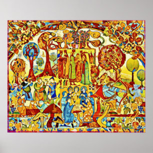 Oktober Naive Folk Art Autumn Celebration Poster