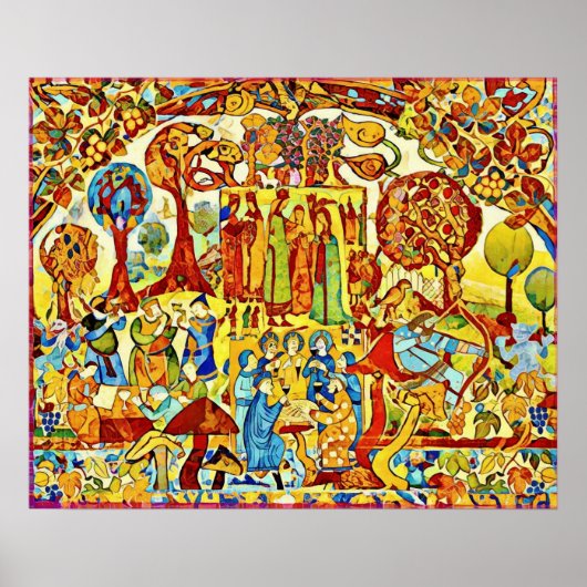 Oktober Naive Folk Art Autumn Celebration Poster (Voorkant)