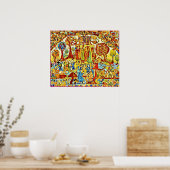 Oktober Naive Folk Art Autumn Celebration Poster (Keuken)