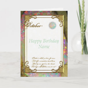 Oktober Opal Birthstone Birthday Card Kaart