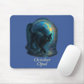 Oktober Opal – Black Cat & iriserende portal Muismat (Met muis)