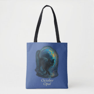 Oktober Opal – Black Cat & iriserende portal Tote Bag