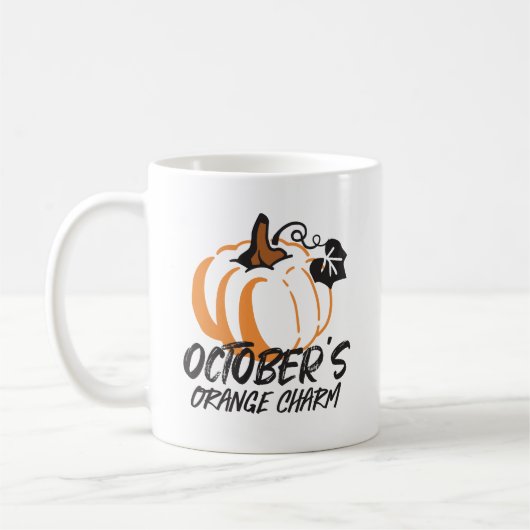 Oktober Oranje charme: boeiend pompoen silhouet Koffiemok (Links)