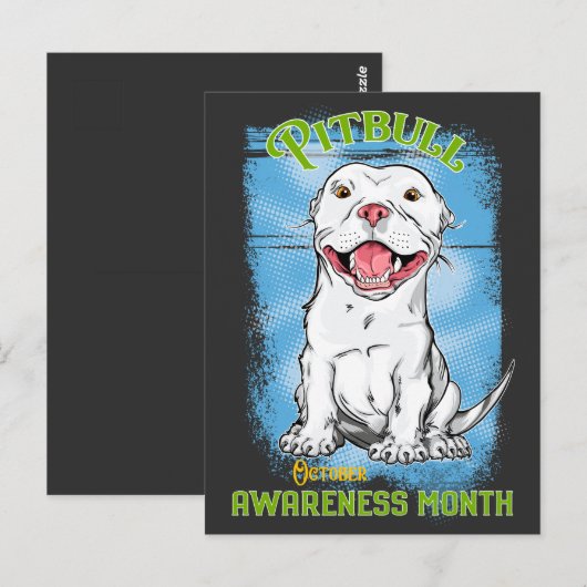 Oktober, Pitbull Awareness Maand Briefkaart (Voorkant / Achterkant)