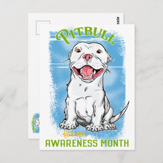 Oktober, Pitbull Awareness Month T-Shirt Grocery B Briefkaart (Voorkant / Achterkant)