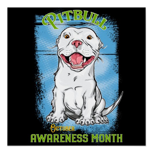 Oktober, Pitbull Awareness Month T-Shirt Grocery B Perfect Poster (Voorkant)
