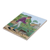 Oktober Polychrome Wedgwood Boy Pig Antiek Repro Tegeltje (Zijkant)