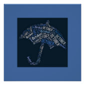 Oktober Rain Umbrella Typography Blue Perfect Poster (Voorkant)