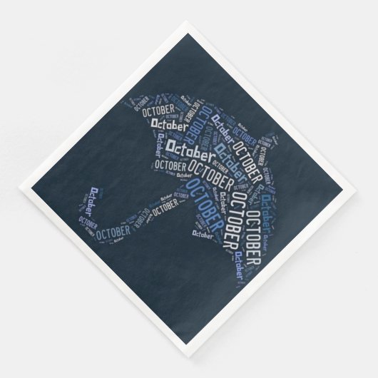 Oktober Regen Paraplu Blauwe Typografie Weer Servet (Hoek)