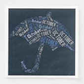 Oktober Regen Paraplu Blauwe Typografie Weer Servet (Voorkant)