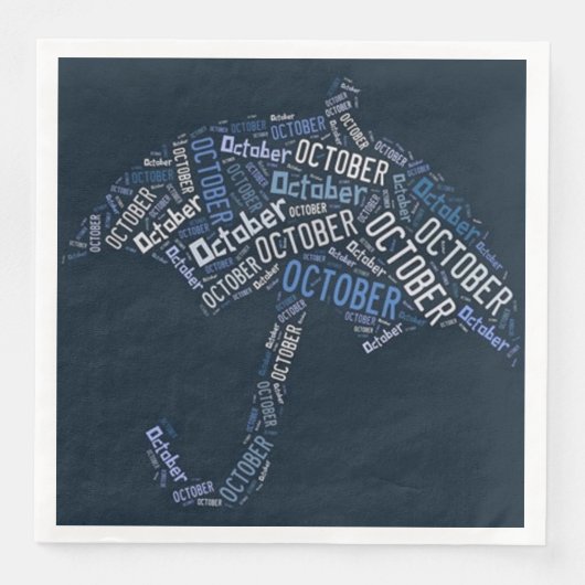Oktober Regen Paraplu Blauwe Typografie Weer Servet (Voorkant)