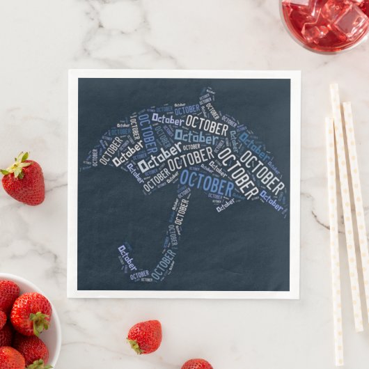 Oktober Regen Paraplu Blauwe Typografie Weer Servet (Insitu)