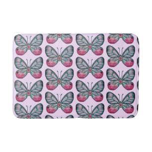 Oktober Roze Glazen Vlinder Patroon Ontwerp Badmat