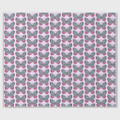 Oktober Roze Glazen Vlinder Patroon Ontwerp Cadeaupapier (Vlak)