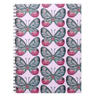Oktober Roze Glazen Vlinder Patroon Ontwerp Notitieboek