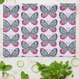 Oktober Roze Glazen Vlinder Patroon Ontwerp Theedoek
