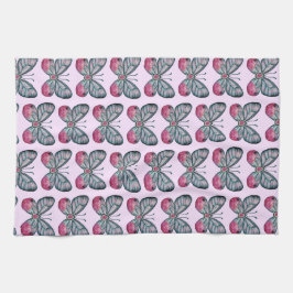 Oktober Roze Glazen Vlinder Patroon Ontwerp Theedoek