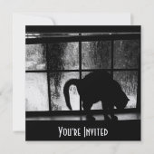 Oktober schetst kat Silhouette bij venster 2 B&W Kaart (Voorkant)