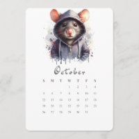 Oktober Stand-alone Kalender Muis Splash Art
