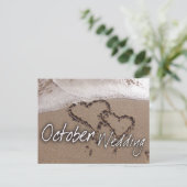 Oktober Strandbestemming bruiloft Kaart (Staand voorkant)