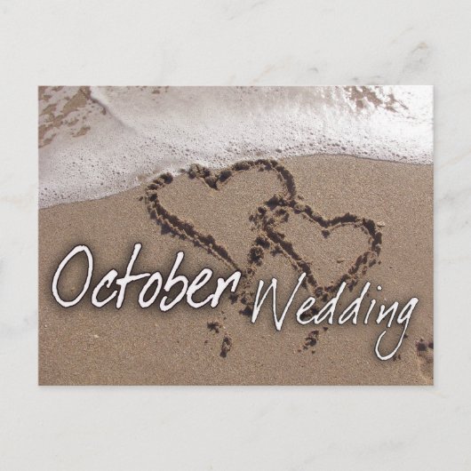 Oktober Strandbestemming bruiloft Kaart (Voorkant)