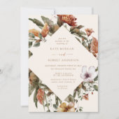 Oktober Tones Herfst Bloemen bruiloft uitnodiging (Voorkant)