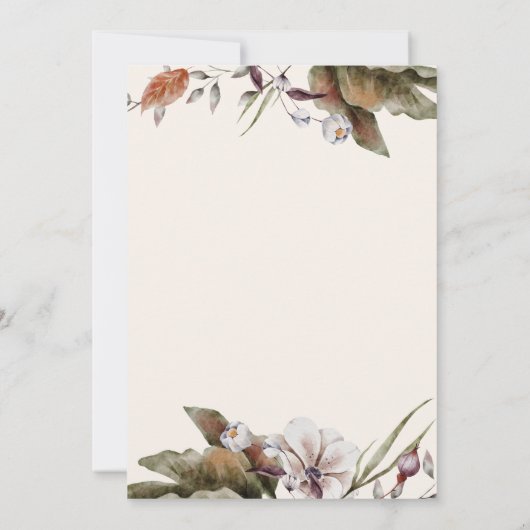 Oktober Tones Herfst Bloemen bruiloft uitnodiging (Achterkant)