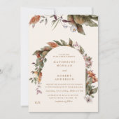 Oktober Tones Herfst Bloemen bruiloft uitnodiging (Voorkant)