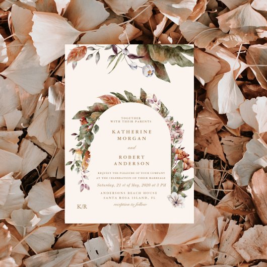 Oktober Tones Herfst Bloemen bruiloft uitnodiging