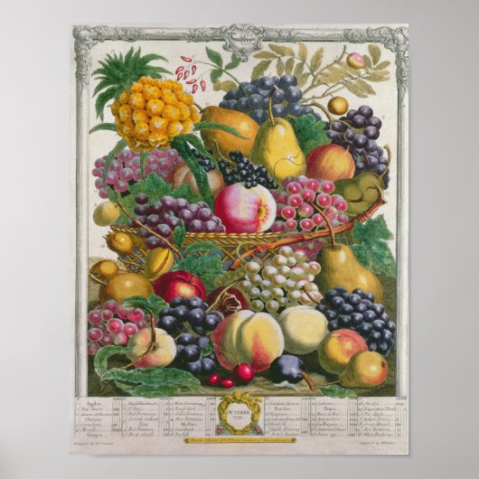Oktober, van 'twaalf maanden fruit' poster (Voorkant)