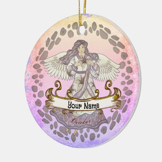 Oktober Verjaardag Angel verjaardag aangepaste orn Keramisch Ornament (Links)
