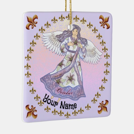 Oktober Verjaardag Angel verjaardag aangepaste orn Keramisch Ornament (Rechts)